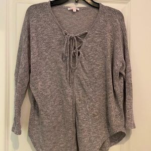 lace up grey sweater